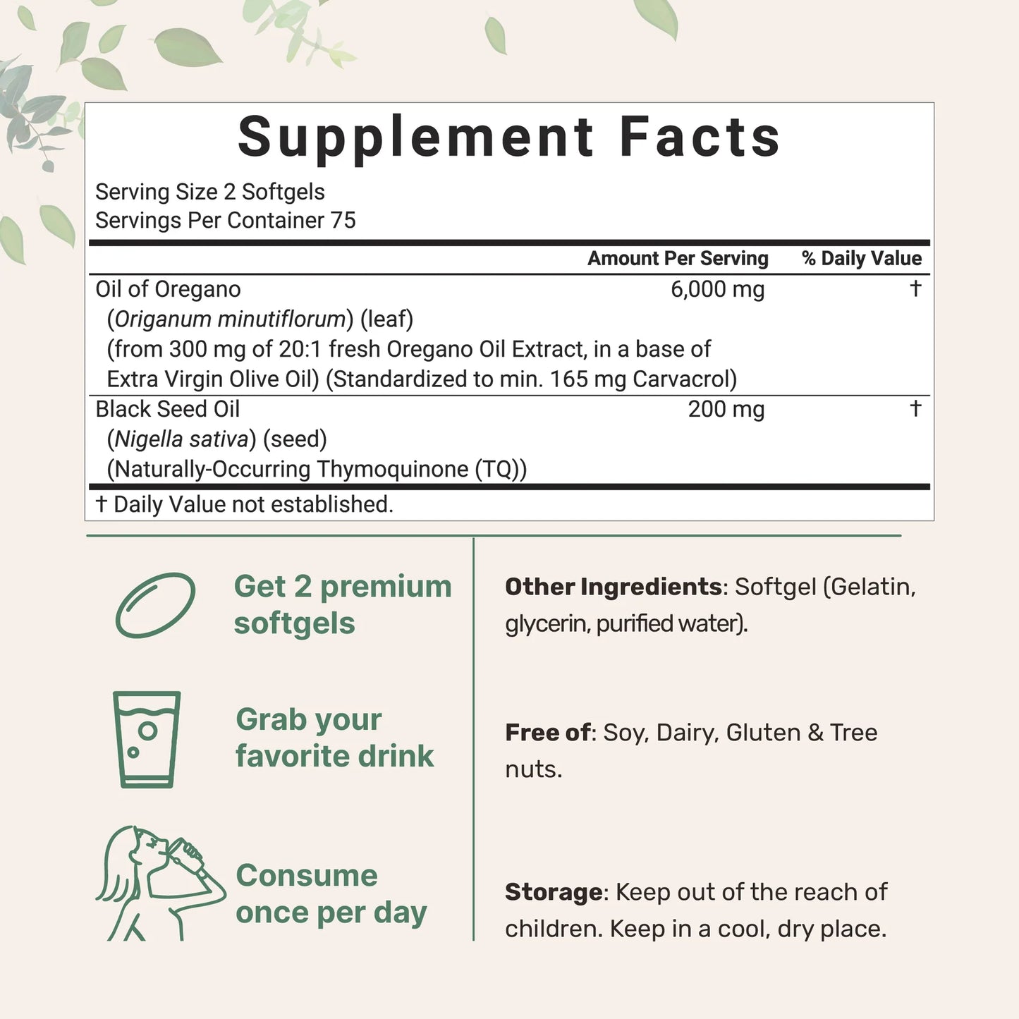Stoneleaf Wellness Oregano Oil with Black Seed Oil